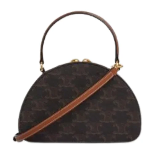 Celine Tan Half Moon Case Triomphe Canvas Handbag 10K642ECM.04LU - Image 3