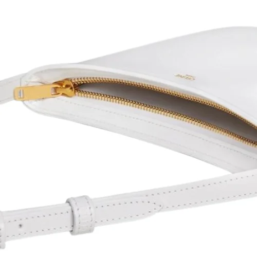 Celine Medium Croque Shiny Calfskin Handbag Arctic White - Image 4
