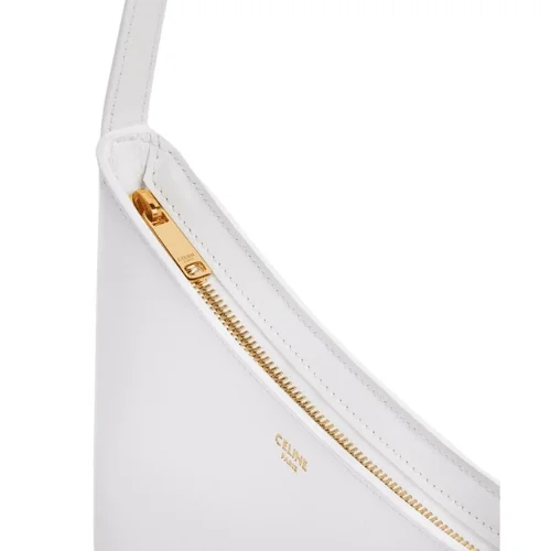 Celine Medium Croque Shiny Calfskin Handbag Arctic White - Image 5
