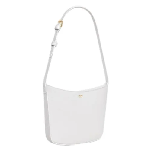 Celine Medium Croque Shiny Calfskin Handbag Arctic White - Image 3