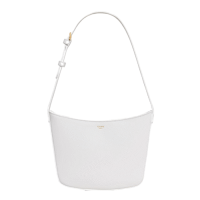 Celine Medium Croque Shiny Calfskin Handbag Arctic White