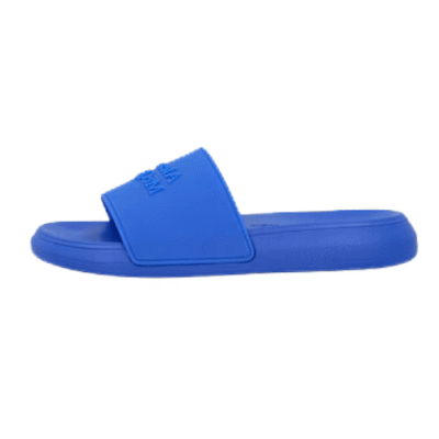 Alexander McQueen Blue Embossed-Logo Slides N0402