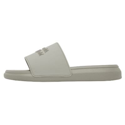 Alexander McQueen Gray Embossed-Logo Slides N0402