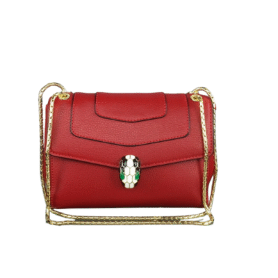 Bvlgari  Red Serpenti Forever Leather Shoulder Bag