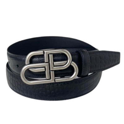 Balenciaga BB Signature Logo Silver Belt