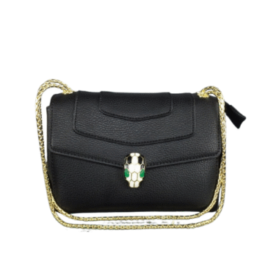 Bvlgari Black Serpenti Forever Leather Shoulder Bag 290264