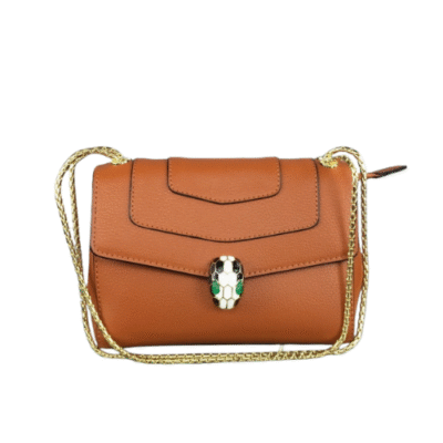 Bvlgari  Emerald Brown Serpenti Forever Leather Shoulder Bag