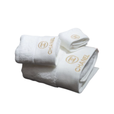 Chanel White Embroidered Towel Set 3 Piece Collection LRJF228