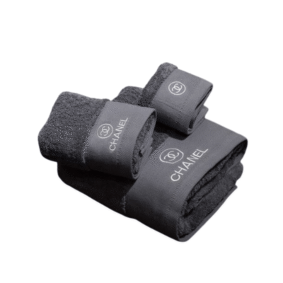 Chanel Gray Embroidered Towel Set 3 Piece Collection LRJF228