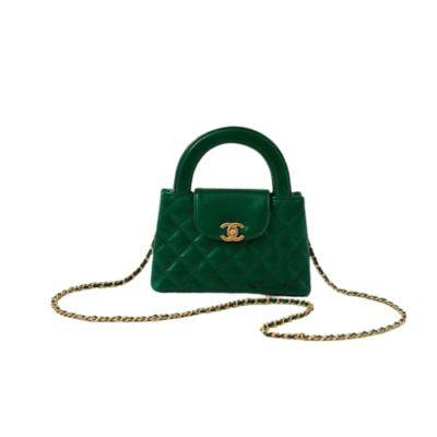 Chanel Kelly Mini Green Leather Crossbody Handbag