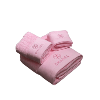 Chanel Pink Embroidered Towel Set 3 Piece Collection LRJF228