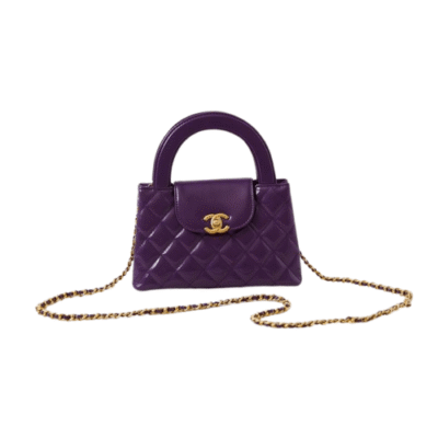 Chanel Kelly Mini Purple Leather Crossbody Handbag
