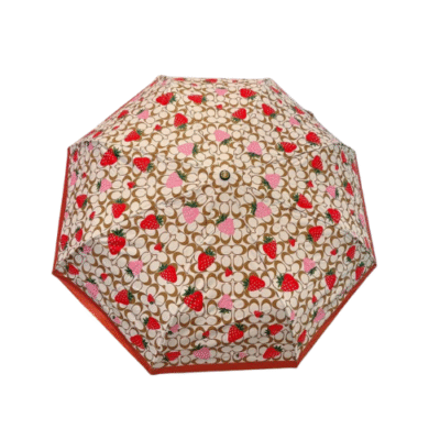 Coach Mini Umbrella In Signature Wild Strawberry Print