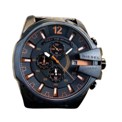 Diesel Mega Chief Black Leather Quartz Watch DZ4291