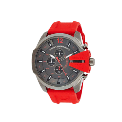 Diesel Gunmetal Round Shape Silicone Strap Chronograph Wrist Watch DZ4427