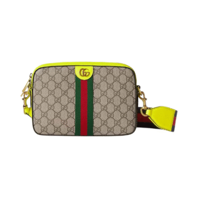 Gucci Fluorescent Yellow Leather Ophidia GG Small Crossbody Bag
