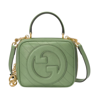 Gucci Blondie Leather Top Handle Handbag in Light Green