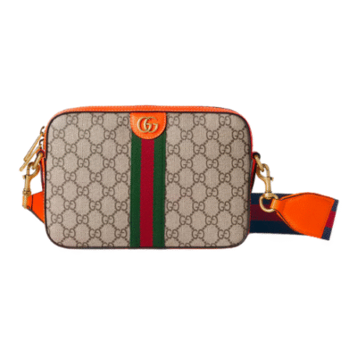 Gucci Bright Orange Leather Ophidia GG Small Crossbody Bag