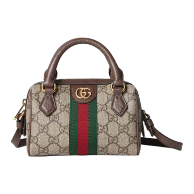 Gucci Brown Leather Ophidia Super Mini Bag