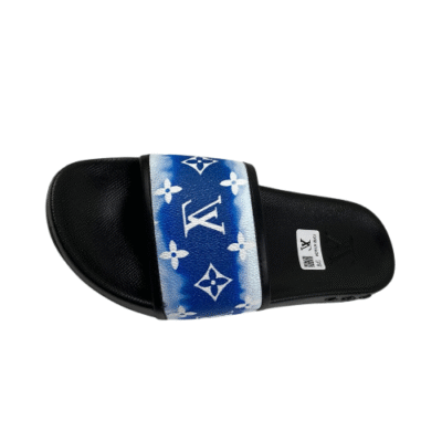 Louis Vuitton Monogram Luxury Black Blue Slide Sandal