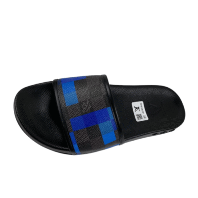 Louis Vuitton Blue Black Damier Slide Sandal