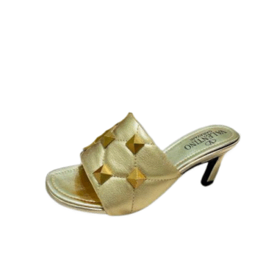 Valentino Gold Garavani Roman Stud Leather Mules Slide Sandal