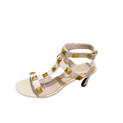Valentino White Garavani Roman Stud Leather Sandal