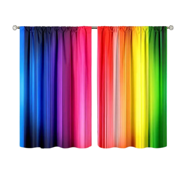 2Pcs Rainbow Navy Multicolor Perfect Window Curtains LA82368 - Image 3