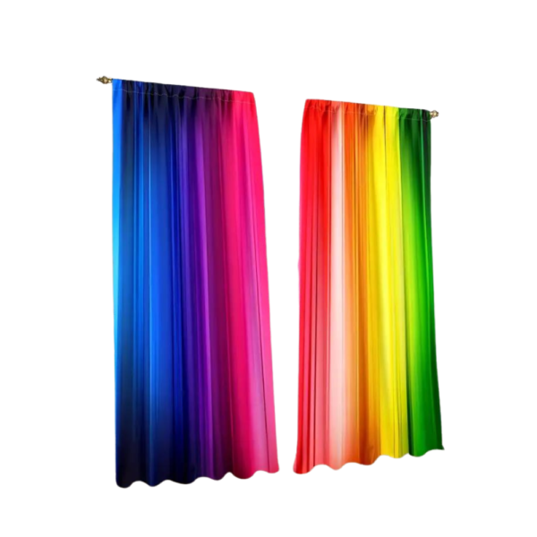 2Pcs Rainbow Navy Multicolor Perfect Window Curtains LA82368 - Image 4