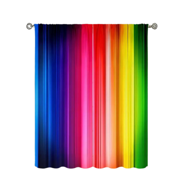 2Pcs Rainbow Navy Multicolor Perfect Window Curtains LA82368 - Image 2