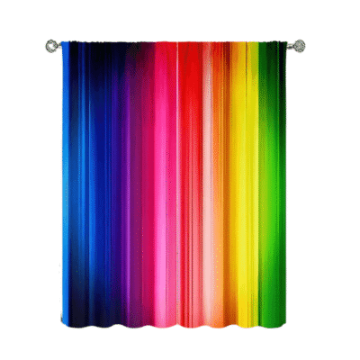 2Pcs Rainbow Navy Multicolor Perfect Window Curtains LA82368
