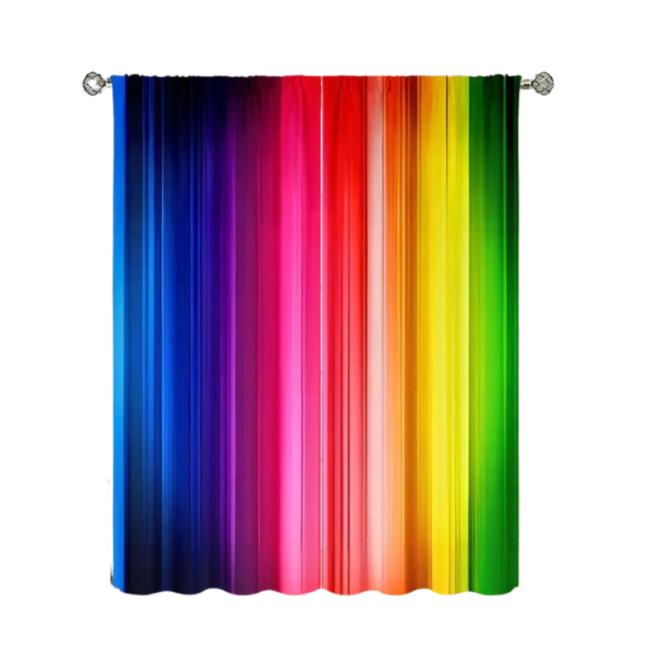 2Pcs Rainbow Navy Multicolor Perfect Window Curtains LA82368