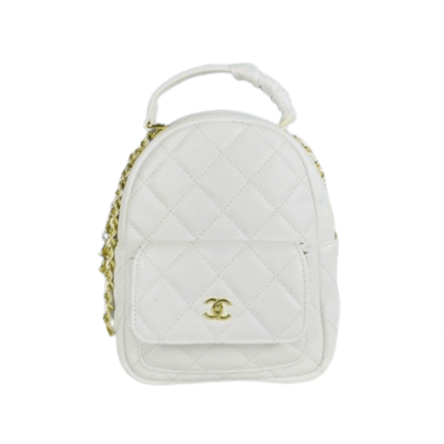 Chanel White Caviar Quilted CC Mini Classic Backpack 6659