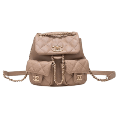 Chanel Caramel Quilted Small Duma Pockets Drawstring Backpack 9099