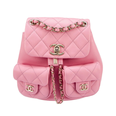 Chanel Pink Quilted Small Duma Pockets Drawstring Backpack 9099