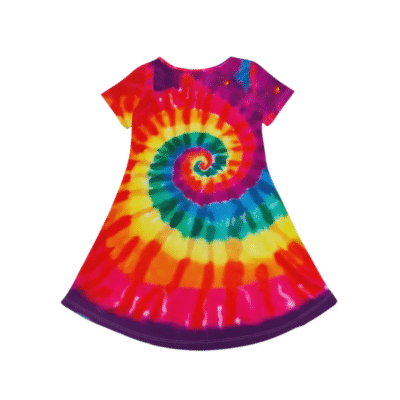 Girl's Rainbow Navy Multicolor Tie Dye Sleeve Casual T-Shirt Dress DD61670