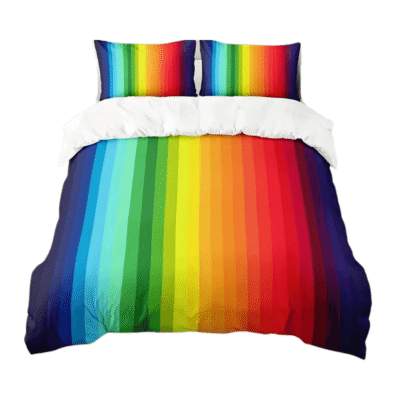 3-Piece Rainbow Navy Stripe Duvet Cover Bedding Set EB27108
