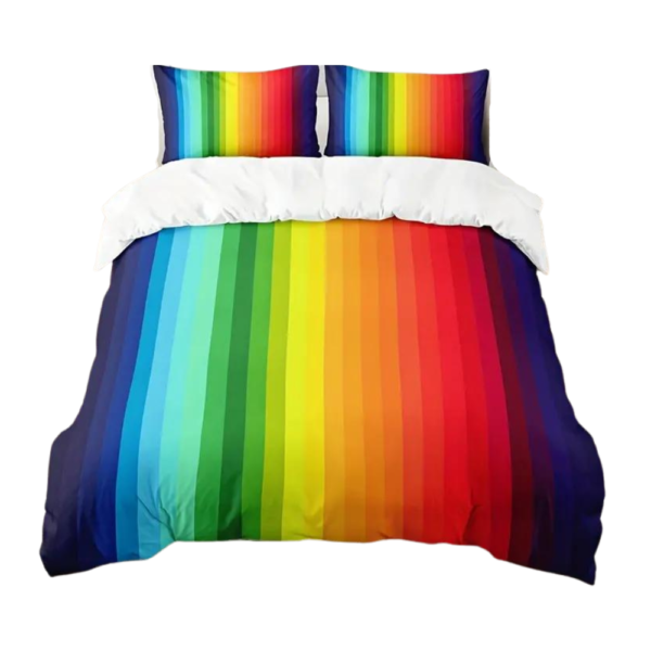 3-Piece Rainbow Navy Stripe Duvet Cover Bedding Set EB27108