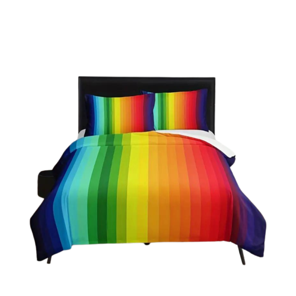 3-Piece Rainbow Navy Stripe Duvet Cover Bedding Set EB27108 - Image 2