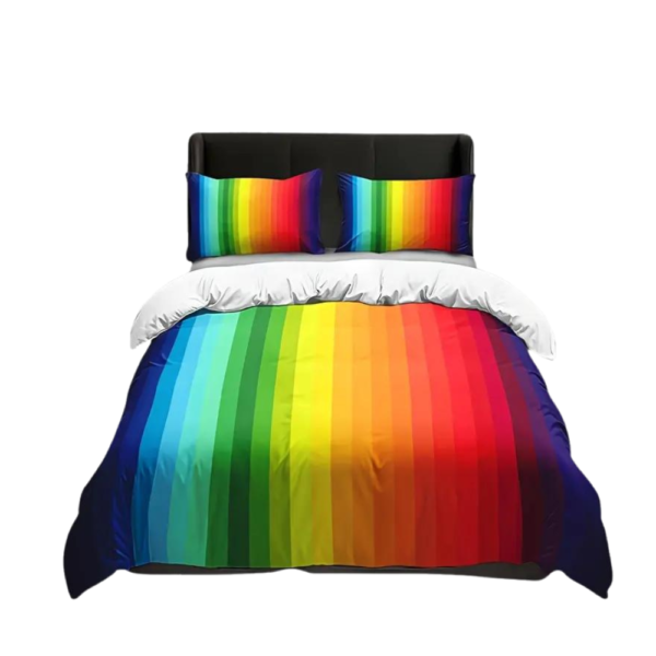 3-Piece Rainbow Navy Stripe Duvet Cover Bedding Set EB27108 - Image 3