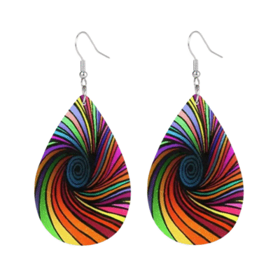 Ladies Rainbow Navy Multicolor Dangle Design Spiral Earrings EU16452
