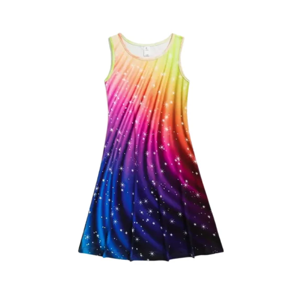 Girl's Rainbow Navy 3D Print Princess Dress Sleeveless GK13473 - Image 7