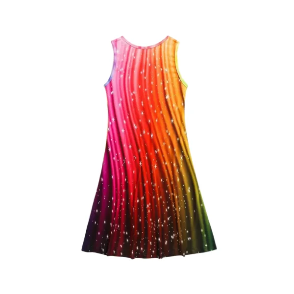 Girl's Rainbow Navy 3D Print Princess Dress Sleeveless GK13473 - Image 4