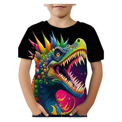 Rainbow Navy Black Dinosaur Graphic Crew Neck Collar TT17294 (Unisex)