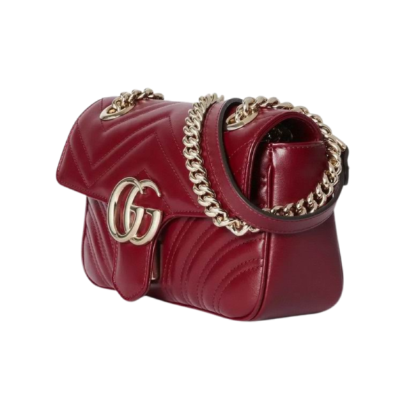 Gucci Red Leather GG Marmont Mini Shoulder Bag 446744 AADPJ 6207 - Image 2