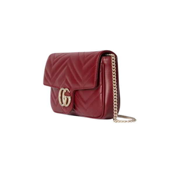 Gucci Rosso Ancora Red Matelassé Chevron GG Leather Marmont Mini Shoulder Bag 751526 AADQM 6241 - Image 2