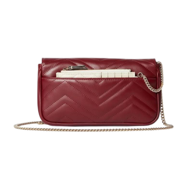 Gucci Rosso Ancora Red Matelassé Chevron GG Leather Marmont Mini Shoulder Bag 751526 AADQM 6241 - Image 3