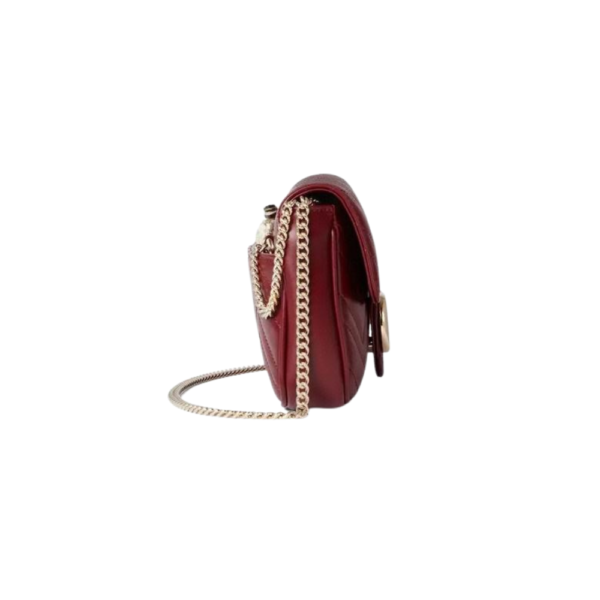 Gucci Rosso Ancora Red Matelassé Chevron GG Leather Marmont Mini Shoulder Bag 751526 AADQM 6241 - Image 6