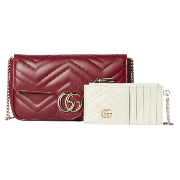 Gucci Rosso Ancora Red Matelassé Chevron GG Leather Marmont Mini Shoulder Bag 751526 AADQM 6241