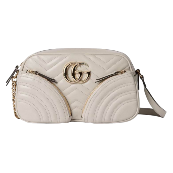 Gucci Ivory Matelassé Chevron Leather GG Marmont Small Shoulder Bag 798715 AADPJ 1712